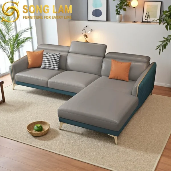 Sofa Góc Tựa Đầu Bật Hiện Đại Nolan SLU0317 1 Sofa Góc Tựa Đầu Bật Hiện Đại Nolan SLU0317 góc nghiêng làm nổi bật đường nét thiết kế phù hợp sofa may đo cho căn hộ và nhà phố