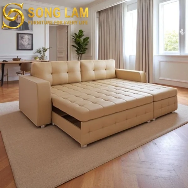Sofa Bed Góc Phòng Khách Siena SLU0414 góc nghiêng làm nổi bật đường nét thiết kế phù hợp nội thất phòng khách và phòng ngủ
