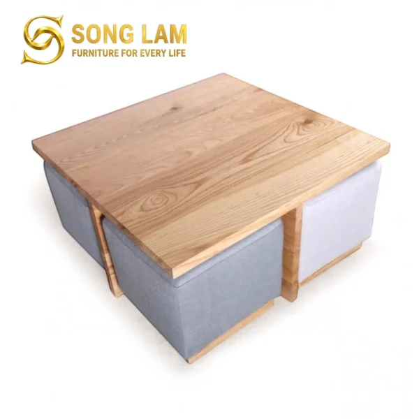 Bàn Trà Gỗ Kết Hợp Ghế Đôn Gordon TS11326 1 TS11326 2